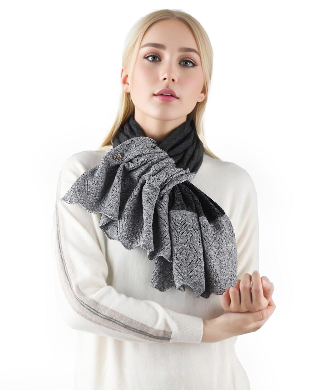 1401 Scarf 30% Mongolian Cashmere 70% Australian Merino Wool Large Size